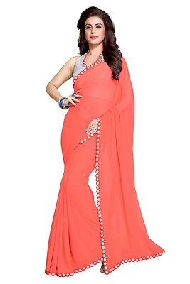 Hot Sexy Sari Georgette Chiffon Fabric Indian Women Ladies Party Wear Wedding La Hot Sexy Sari Georgette Chiffon Fabric Indian Women Ladies Party Wear Wedding La