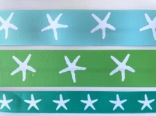 Starfish lt green aqua teal Grosgrain ribbon 7/8" 1.5" Star fish palm beach