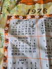 1976 Linen Cloth Tea Towel Calendar Wall Hanging Vtg Retro Hippie Dippie Trippie — photo 5