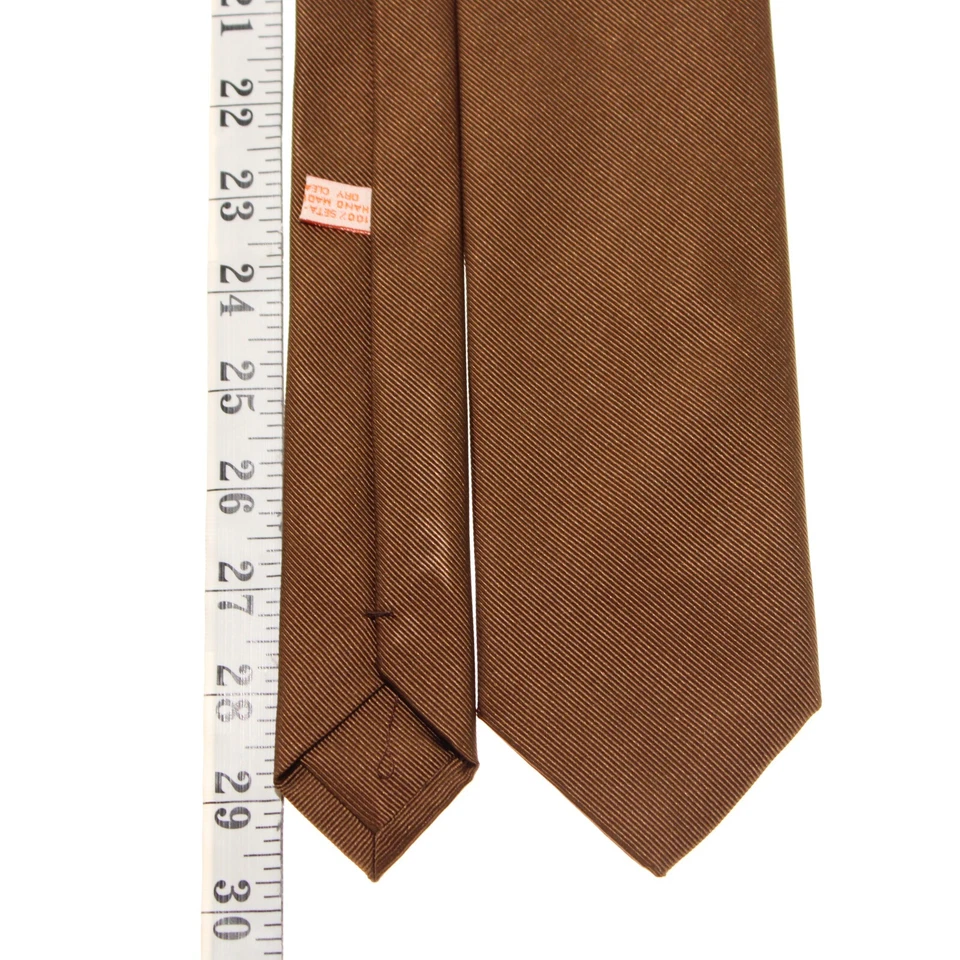 Corbata Dolcepunta Nueva con Etiquetas en Marrón Tonal Mini Rayas 100% Seda Hecha en Italia Foto 4 de 4