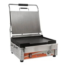 Omcan USA 21465 Single Sandwich Panini Grill w/ 15" x 12" Smooth Plates, 120V