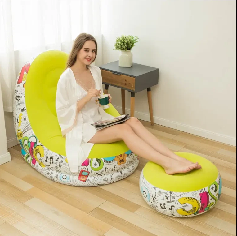 Juego de dos sofás inflables, sofá tumbona inflable, 2 modos para cine en casa, sala de estar Foto 3 de 4