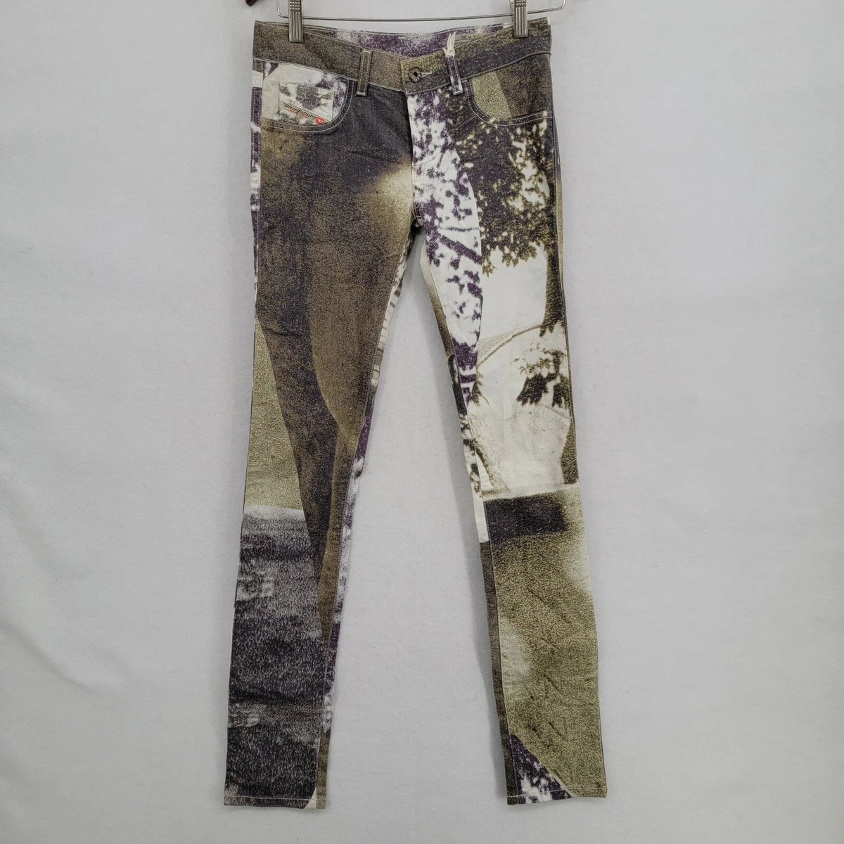 Diesel Slim Jegging White Purple Green Denim Leggings Womens Sz 26 NWT $198