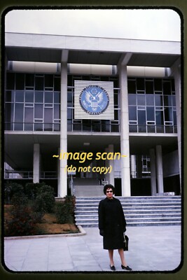 American U.S. United States Embassy in Athens Greece in 1964, Original Slide j6b