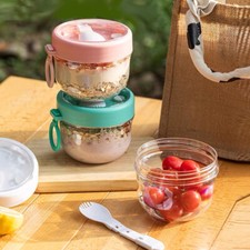 600ml Overnight Oats Jar Leak-Proof Yogurt Oatmeal Cup Container w/ Lid Spoon
