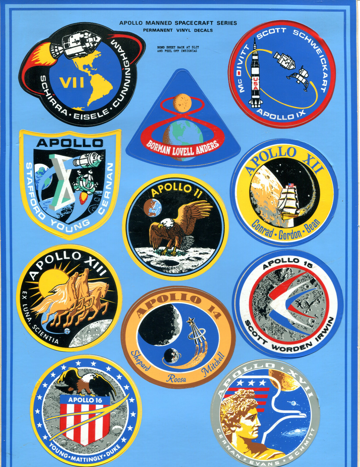 Apollo Manned Spacecraft Series, Permanent Vinyl Stickers, Apollo 7 ...