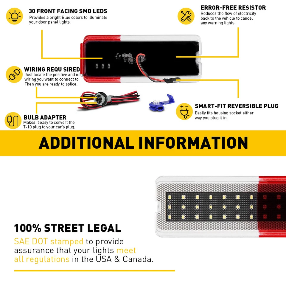 4 X Interior Door Panel Light Reflector For 99-07 Ford Super Duty F250 F350 F450 - Image 3 of 4