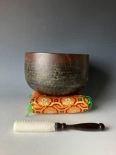 Bronze Japanese Singing Bowl Gong for meditation, with Striker & Cushion, D.17cm