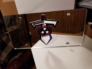 Nfl Tennessee Titans Shield And Sword Logo Laser License Plate Silver Ebay