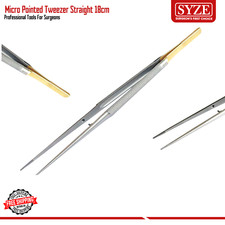 TC Micro Pointed Straight Tweezers 18CM Dressing Forceps Serrated Surgical Tools