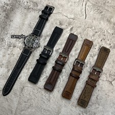 Size 20/22mm Military Pilot Aviator Style Padded Leather Watch Strap/Band W55