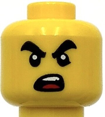 Lego New Yellow Minifigure Head Dual Sided Black Thick Eyebrows Wink and Open