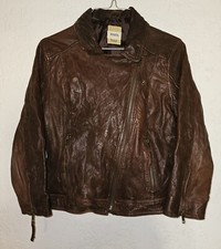 Fossil Dark Brown Leather Moto Jacket Women's Small Motorcycle Style