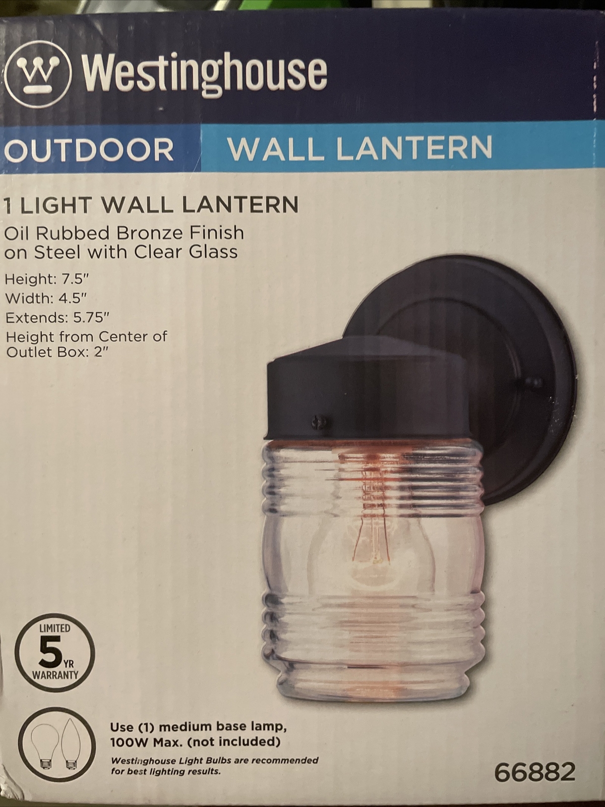 Westinghouse Lighting 6688200 One-Light Outdoor Jelly Jar Wall Fixture, Oil R...