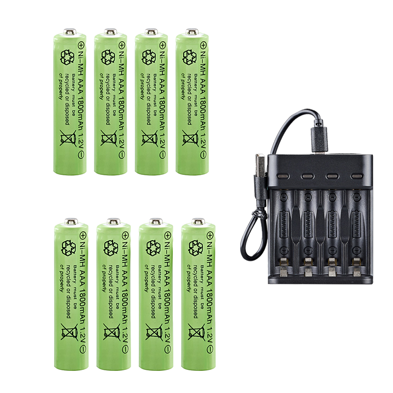 4-24Pcs AAA Rechargeable 1800mAh Batteries with Charger New US Stock