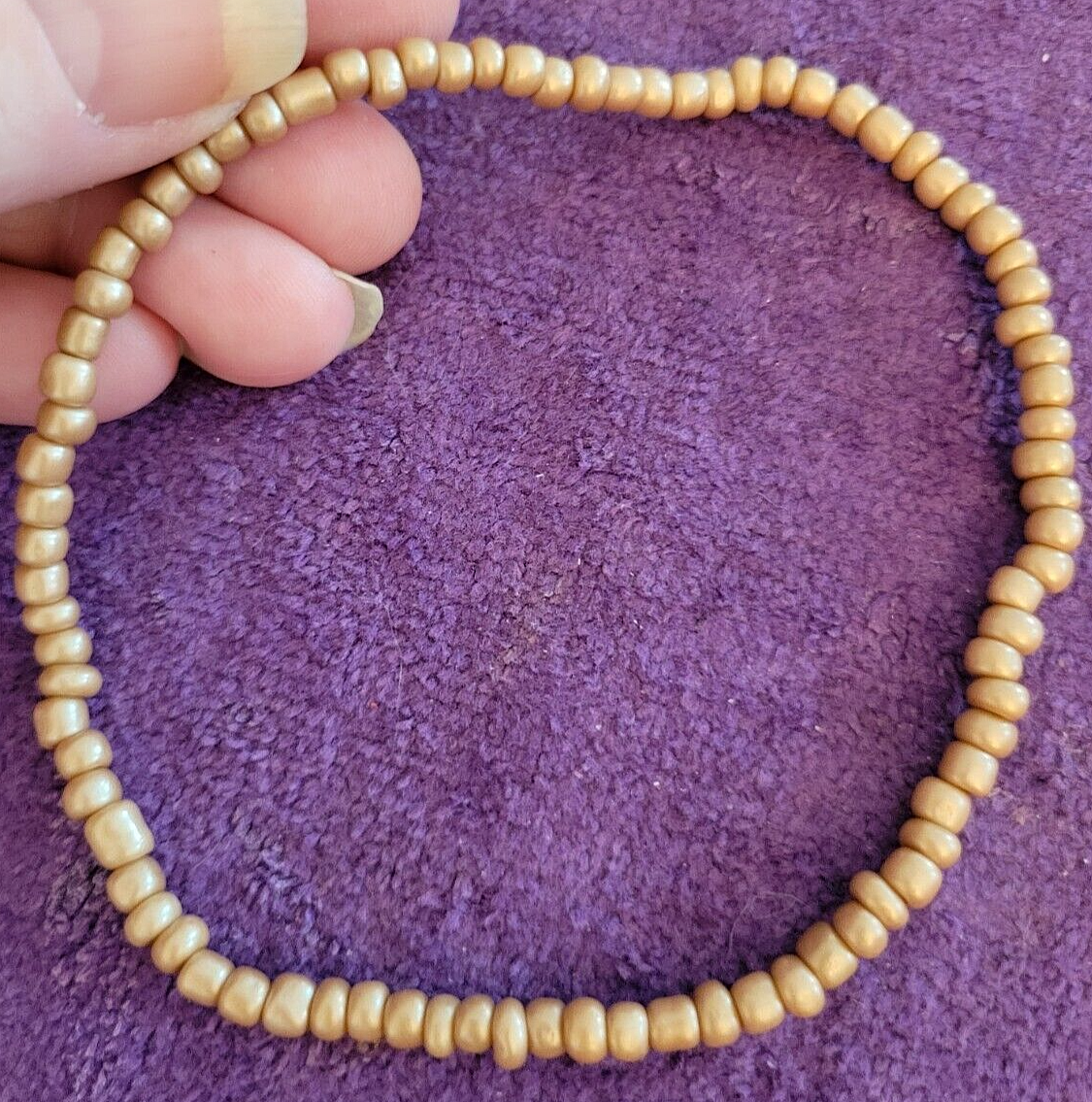 Anklet Khaki Tan Pearl Bead Beaded - Beauty Energy Life Breath Unique 11 1/2