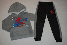 Boys Outfit SPIDERMAN HOODIE Gray Sweatshirt SPIDEY Black Sweat Pants SIZE 4