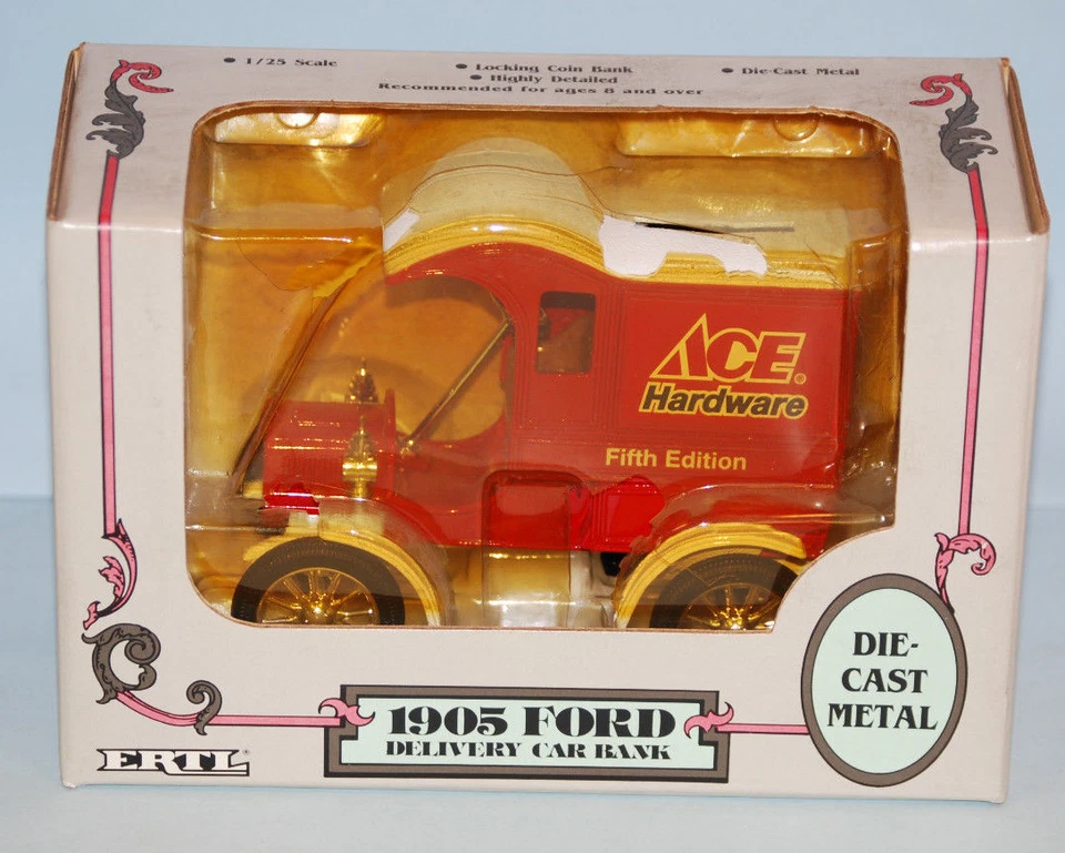 1993 5th Edition 1905 Ace Hardware Ford Delivery Car Locking Coin Bank w/Key - Image 3 of 4