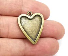 Heart Pendant Bezels Double Side Blank Resin inlay Mountings Mosaic Frame