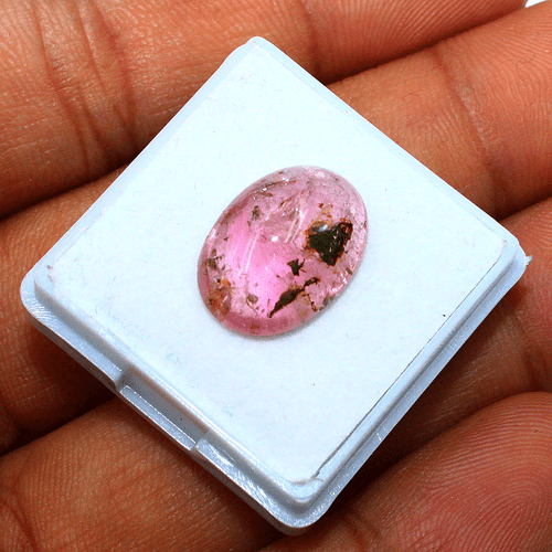 Piedra preciosa cabujón ovalada de turmalina sandía natural de 6,8 quilates sin tratar 15 mm x 10 mm - Imagen 15 de 18