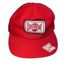 Vintage Drydene Oil Spell Out Patch Snapback Hat Cap Red Made In USA