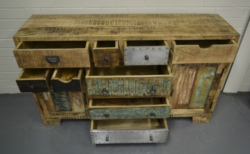 Country Timber Sideboard Cabinet Buffet Storage Drawer Unit Retro Contemporary - Picture 4 of 10