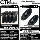 2x 10mm Thick 4x100 57.1mm CB Wheel Spacer Set Black 12x1.5 Bolt Fit BMW E30/21