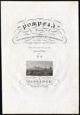 Antikes Titelblatt-POMPEJI-VESUV-VULKAN-Famugalli-1830