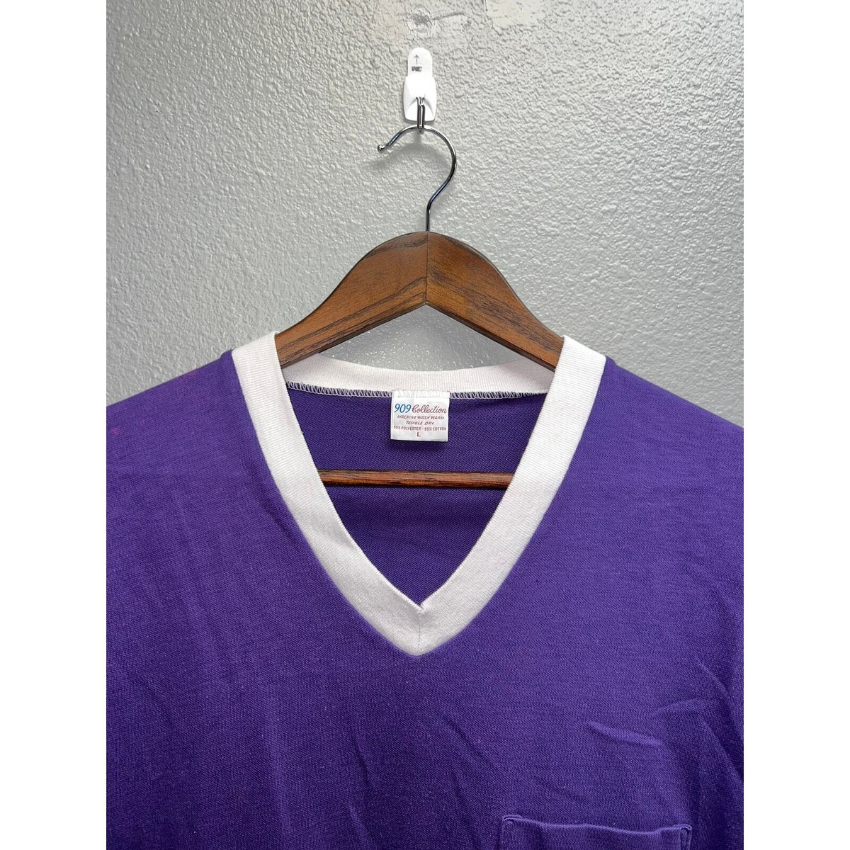 みみページ 90s Vintage 909 Collection Purple White Blank Short Sleeve Shirt