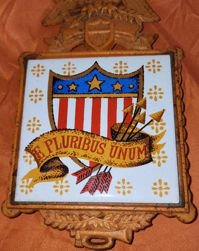 Metal 9" Trivet E Pluribus Unum Made In Japan - Picture 2 of 5