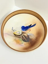 Nippon Hand Painted Blue Bird Triple Footed Gold Trim Bowl