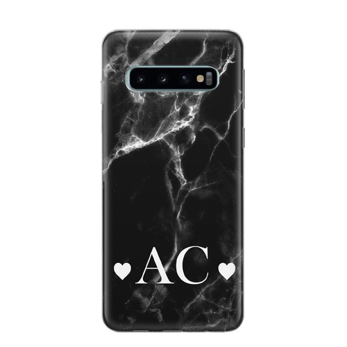 Personalisierte Schwarz Marmor Herz name Handyhülle für Samsung S24+ S23 S22 A55 - Picture 20 of 26