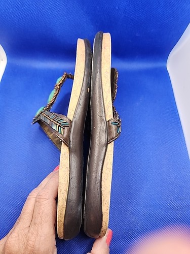 Kenneth Cole Reaction Beaded Sandals Flats Flip Flops Size 8.5 Turquoise - Picture 10 of 10