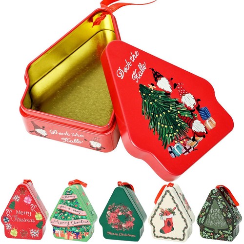 Set Of 6 Christmas Cookie Tins House-Shaped Tin Thickened Tinplate Container