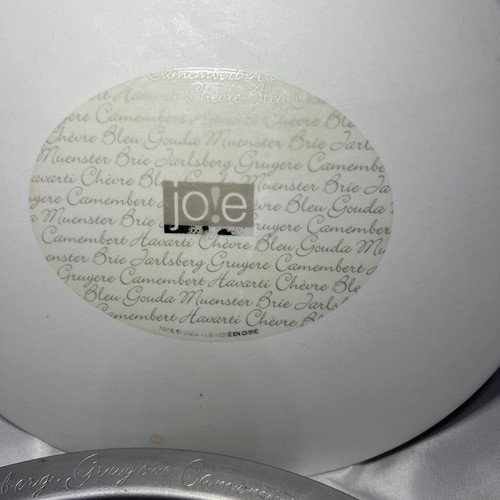 Cheese Tray Brushed Silver Metal And White Ceramic Oval Shape Cheese Brands Rim - Picture 13 of 23