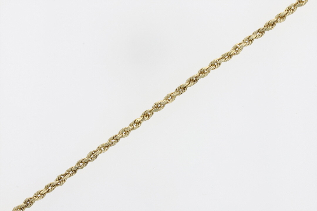 2.1mm Rope Link Chain 20" Necklace 14k Yellow Gold 8.84 Grams - Picture 3 of 5