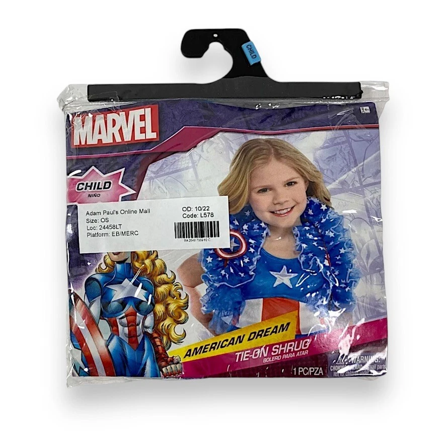 Marvel Sueño Americano NIÑO Encogerse de hombros Boa Disfraz Accesorio Vestido Elegante (edad 4+) NUEVO EN CAJA Foto 4 de 4