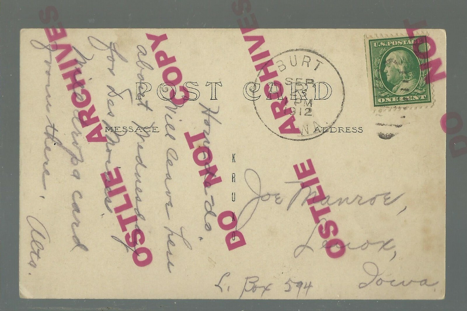 Burt IOWA RPPC 1912 MAIN STREET nr Algona Swea City Bancroft Whittemore