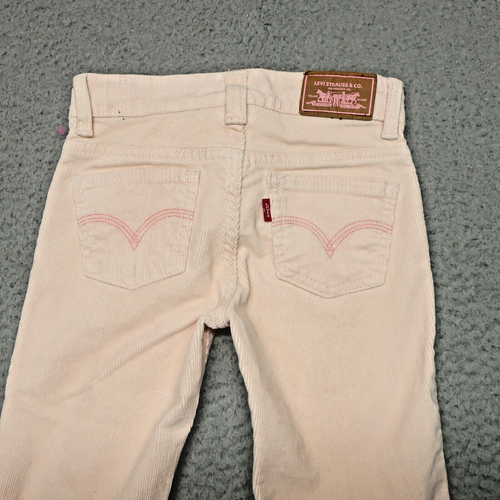 Levis Jeans Girls 6 22x15 Pink Corduroy Floral Stitch Comfy Cotton Casual Comfy - Picture 9 of 11