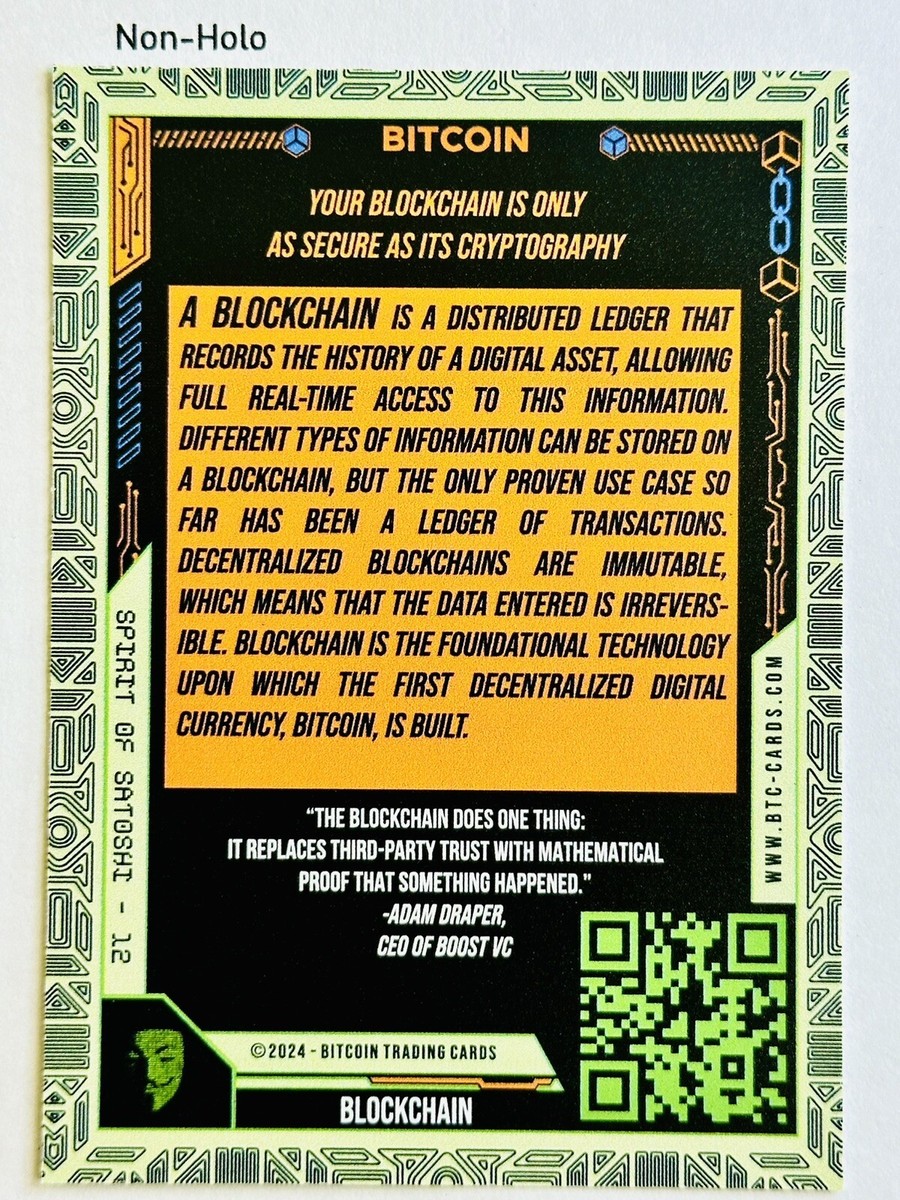 BLOCKCHAIN #12 2024 Bitcoin Trading Cards Spirit Of Satoshi BASE /556