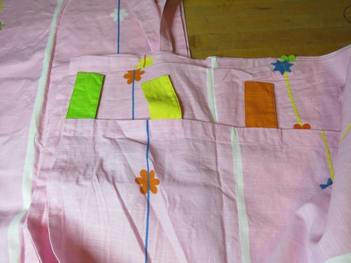 IKEA Festlig Curtains Set 2 Panels Pink Floral Applique Colorful Tab Tops 47x87" - Picture 7 of 7