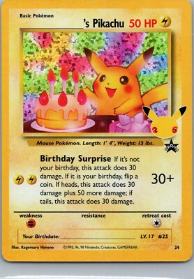 ポケモンカードゲーム Pikachu Birthday Suprise Pokemon TCG Celebrations Pikachu Birthday Surprise Black