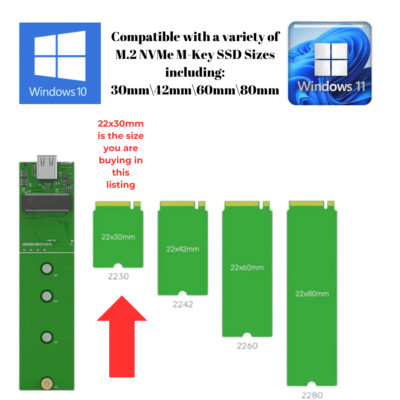 M.2 SSD 256GB NVME  with Windows 11 or 10 UEFI 64 Installed 2230 PRO