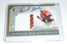 EARL CAMPBELL TEXAS 2013 UD SPX 2CLR GAME USED JERSEY AUTO 4/5 SIGNED CARD