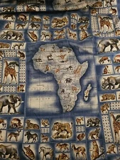 SERENGETI Fabric Africa Map Hoffman International Cotton 2 Yds