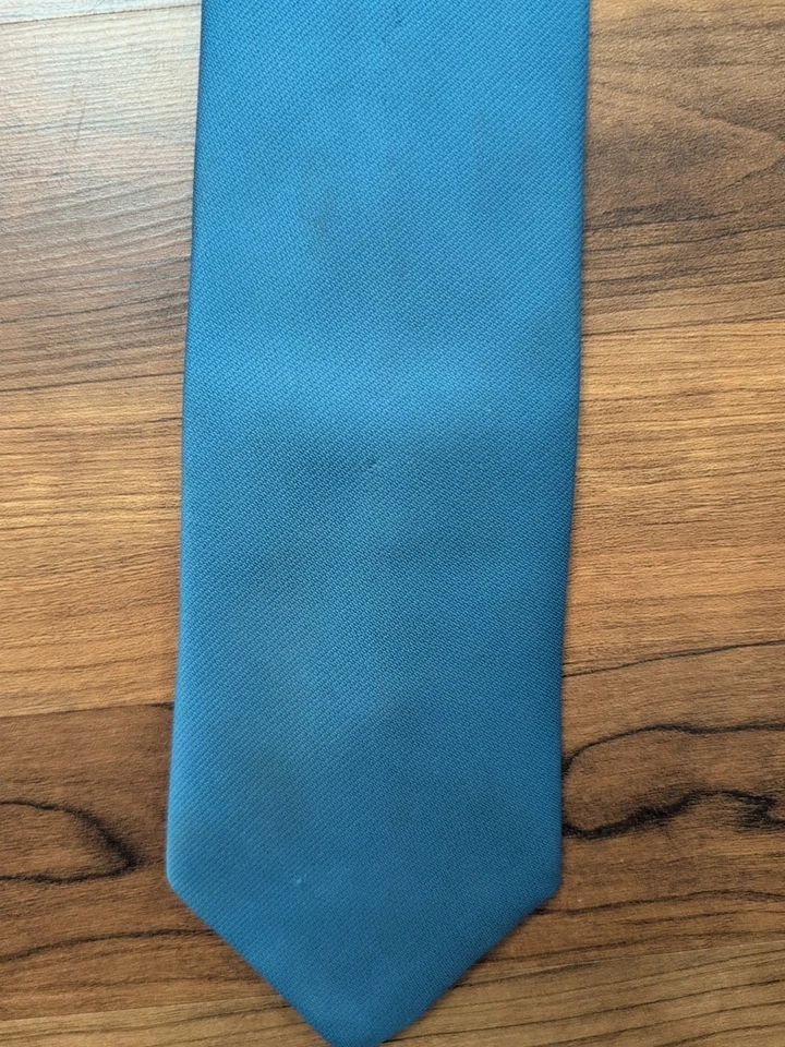 Corbata vintage con clip Ketch azul liso 17" Foto 2 de 4