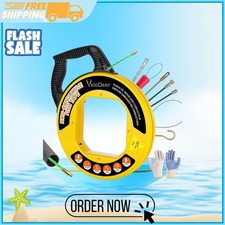 Fish Tape Wire Puller 197FT x 4.5mm with Gloves  7 Adapters for Conduit