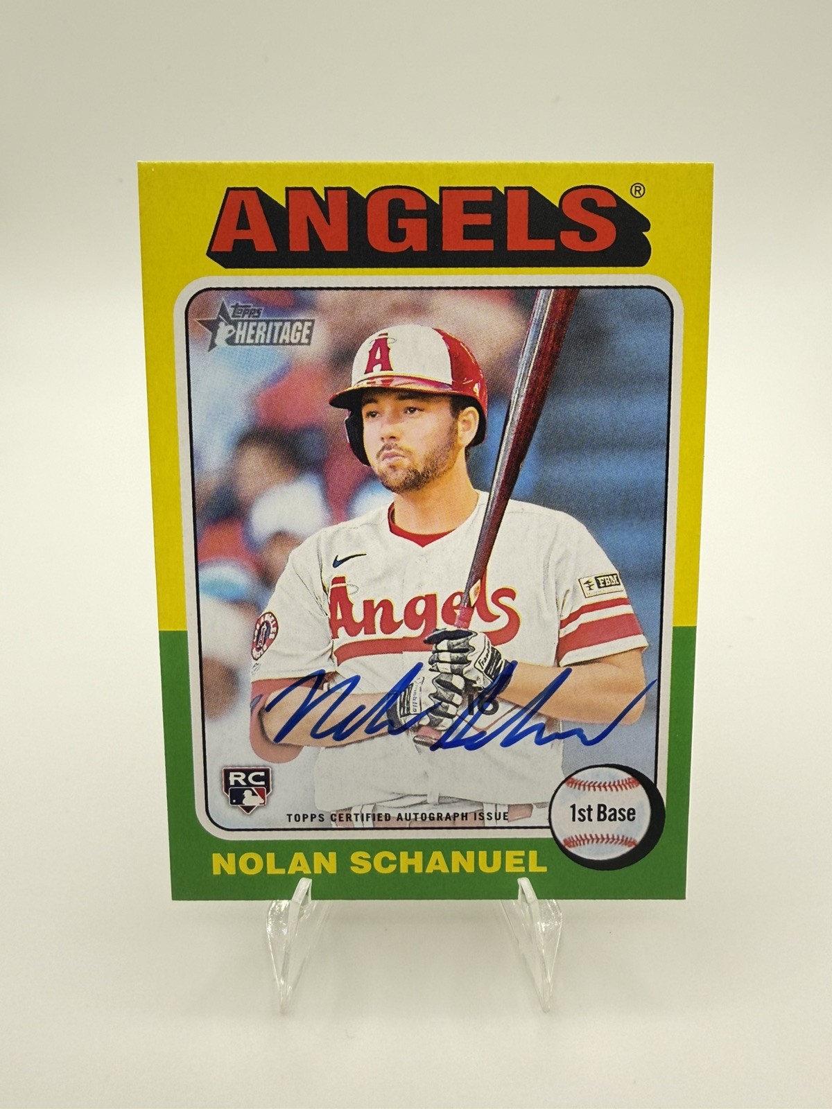 2024 Topps Heritage ROA-NS Nolan Schanuel Rookie RC On-Card Auto LA Angels
