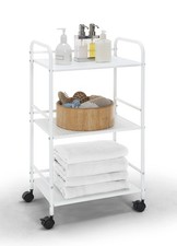 3Tier Rolling Metal Utility Cart Storage Organizer Trolley Wheels White