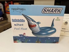 NEW GIANT ride-on inflatable SHARK pool float made by Parentswell ages 8